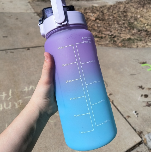 Gradient Blue and Purple Water Bottle with White Motivational Text on Side - Picture 4 of 7